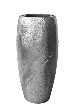 Vivanno Pflanzkübel Pflanzgefäß exklusiv Fiberglas Royal, Silber Schwarz 73 x 33 cm  